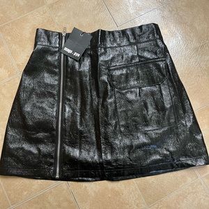 Pye & Mia; Black Faux Leather Skirt